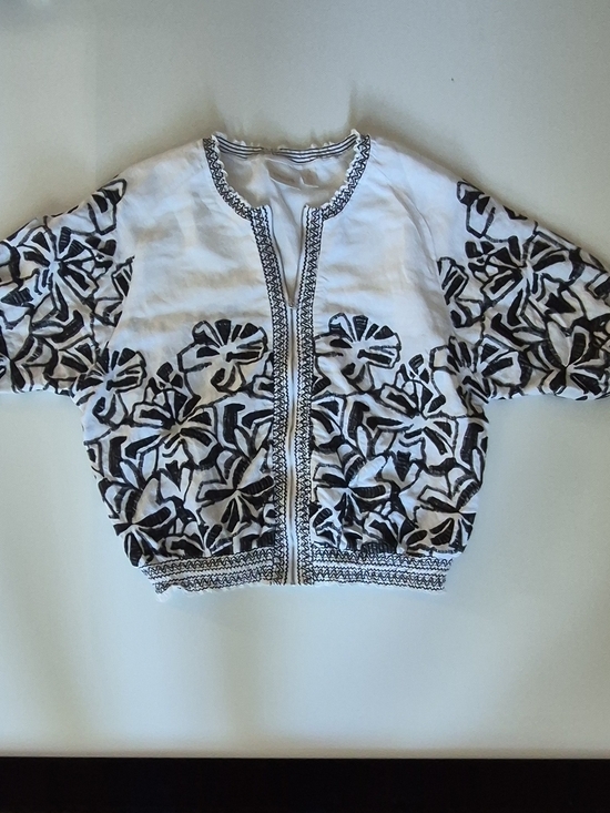 Chico's Jackets & Blazers - Chico's Black & White Floral Embroidered Jacket